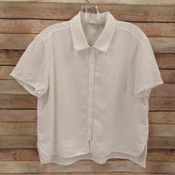 J. Jill Tops - J. Jill Off-White Button Front Linen Blouse Small Petite